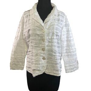 Nomadic Traders White Cotton Raw Edge Size Small Jacket Split Cuffs